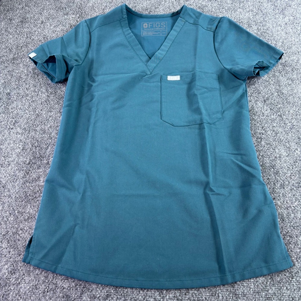 FIGS Casma Scrub Top Womens XXS PO 1596 Blue V-Neck Technical Collection Pocket